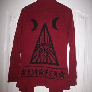 Illuminati Cardigan Sweater Duster Goth Witchy Midnight Hour Womens Size Small